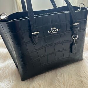 Coach mollie 25 Black Croc Leather Tote